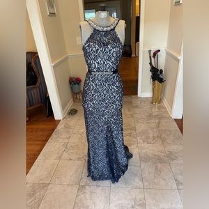 Sequin Hearts Blue Mermaid Gown Size 0